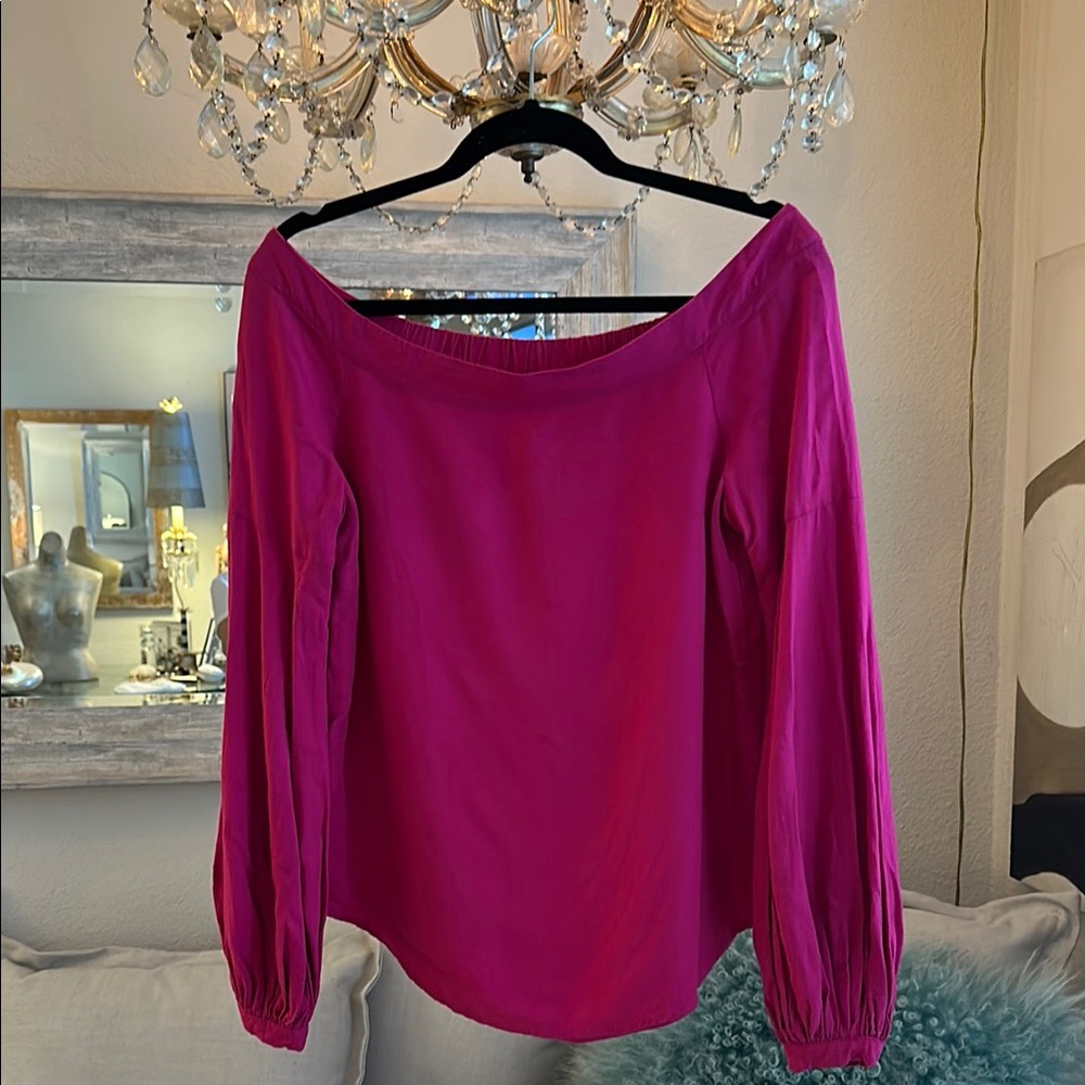 Anthropologie by Floreat Elegant Women's Off-Shoulder Top Hot Pink